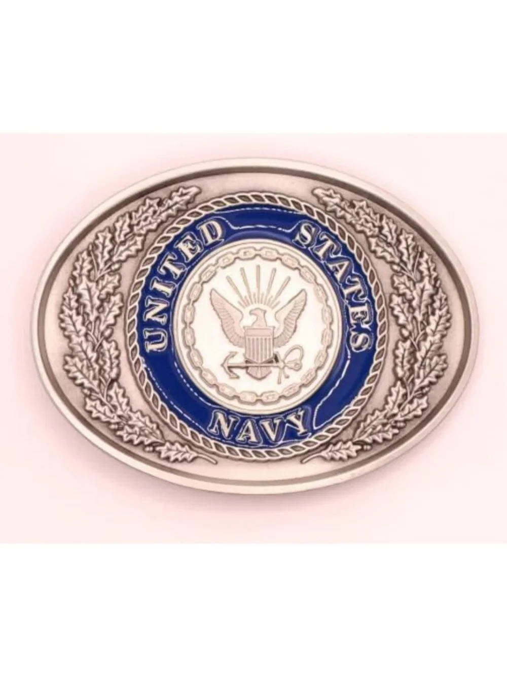 Navy Crest Pewter Enamel Belt Buckle | Unique Military Accessory for Men